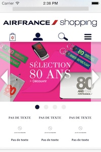 Maquette du projet responsive design Air France Shopping